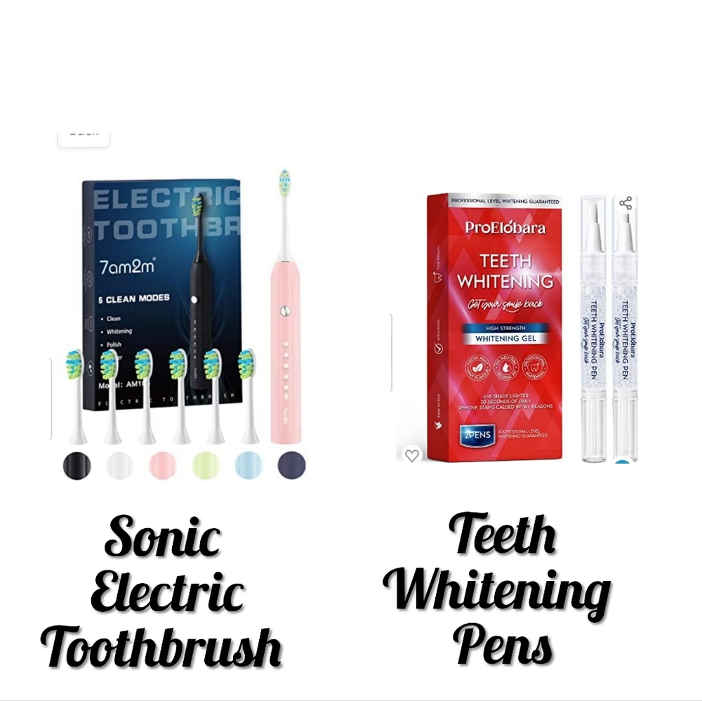 Sonic electric toothbrush with 6 heads and teeth whitening pens